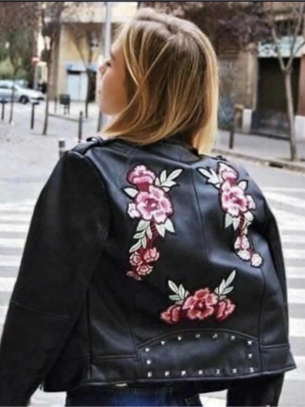 Zara Women's Black Embroidered Moto Jacket - Picture 4 of 5